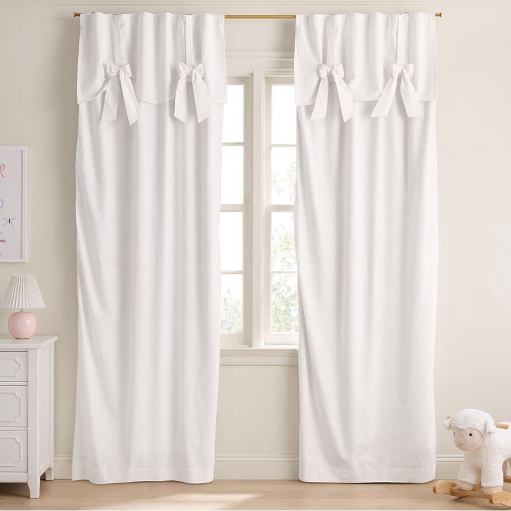 Pottery Barn Kids White Tie-Top Drapery Panels (one panel)